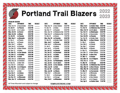 trailblazers schedule 2023 24